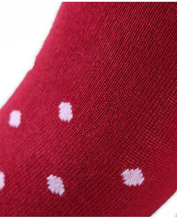 Cute Walk by Babyhug Cotton Knit Anti Bacterial Footed Tights with Polka Dot Design - Maroon