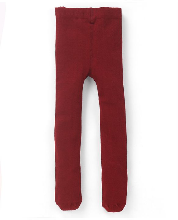 Cute Walk by Babyhug Cotton Knit Anti Bacterial Footed Tights with Polka Dot Design - Maroon