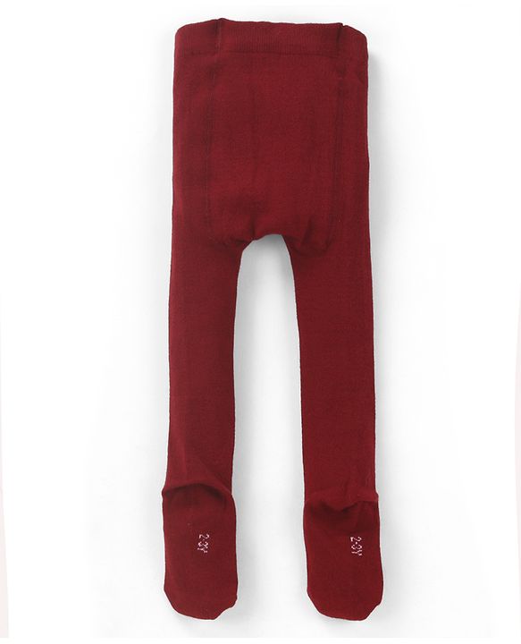 Cute Walk by Babyhug Cotton Knit Anti Bacterial Footed Tights with Polka Dot Design - Maroon
