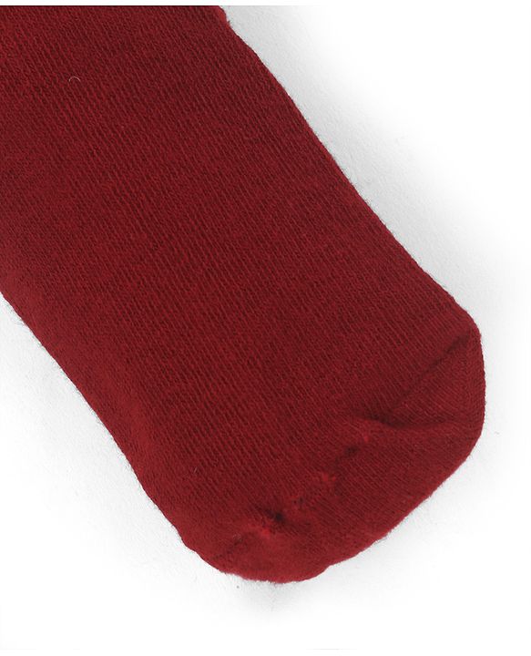 Cute Walk by Babyhug Cotton Knit Anti Bacterial Footed Tights with Polka Dot Design - Maroon