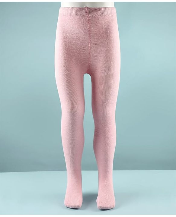 Cute Walk By Babyhug Cotton Woven Anti Bacterial Solid Coloured Tights - Baby Pink