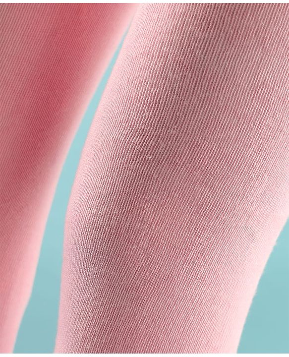 Cute Walk By Babyhug Cotton Woven Anti Bacterial Solid Coloured Tights - Baby Pink