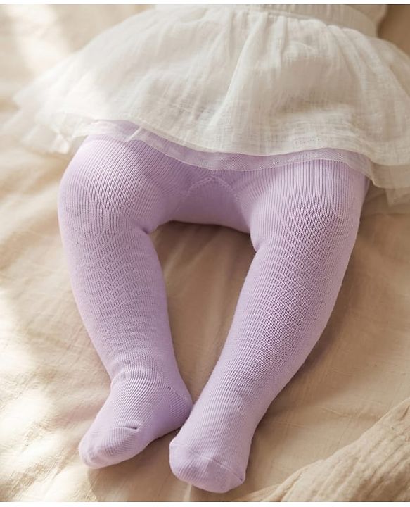 Cute Walk by Babyhug Cotton Woven Anti Bacterial Solid Coloured Tights - Lavender