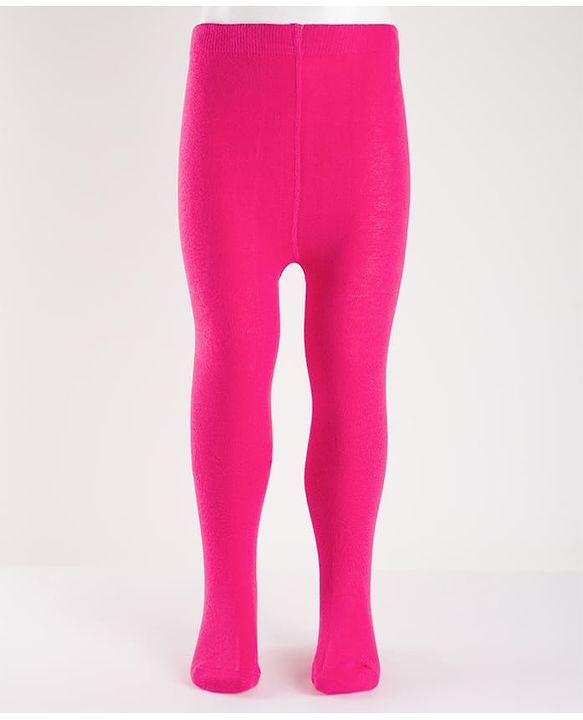 Cutewalk by Babyhug Anti Bacterial Footed Solid Color Tights  - Fuschsia