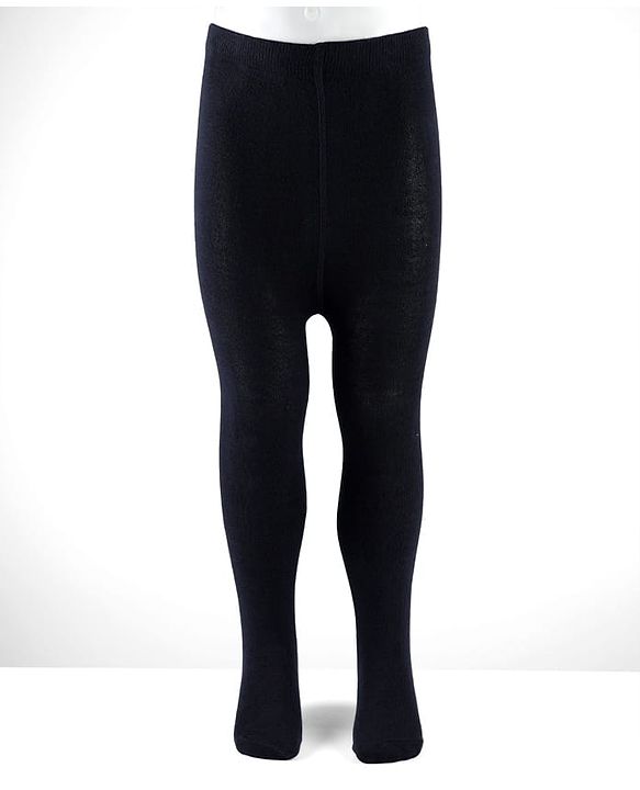 Cute Walk By Babyhug Cotton Knit Solid Coloured Anti Bacterial Tights - Black