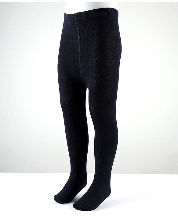 Cute Walk By Babyhug Cotton Knit Solid Coloured Anti Bacterial Tights - Navy Blue