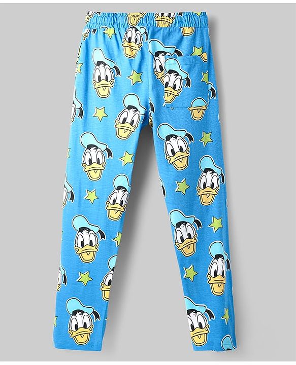 Pine Kids Disney Single Jersey Knit Full Sleeves Night Suit with Mickey Mouse & Friends Graphics - Light Green & Light Blue