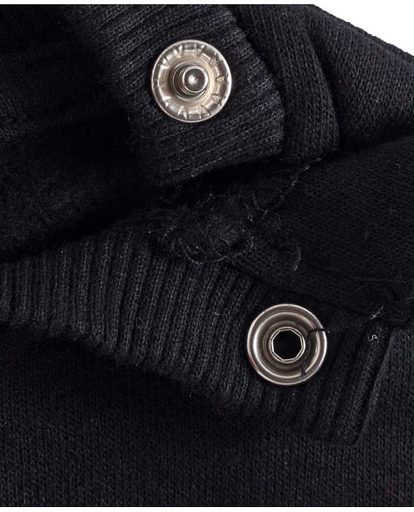 Babyhug Cotton Knit Full Sleeves Sweatshirt with Text Foil Print & Frill Detailing - Black