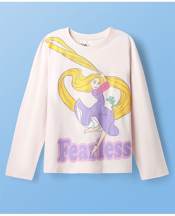 Pine Kids Disney Single Jersey Knit Full Sleeves Night Suit with Disney Princess Rapunzel Graphics - Lavender & White