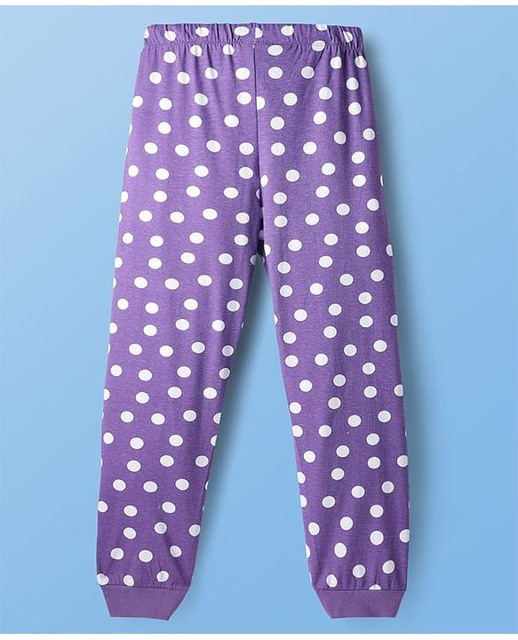 Pine Kids Disney Single Jersey Knit Full Sleeves Night Suit with Disney Princess Rapunzel Graphics - Lavender & White