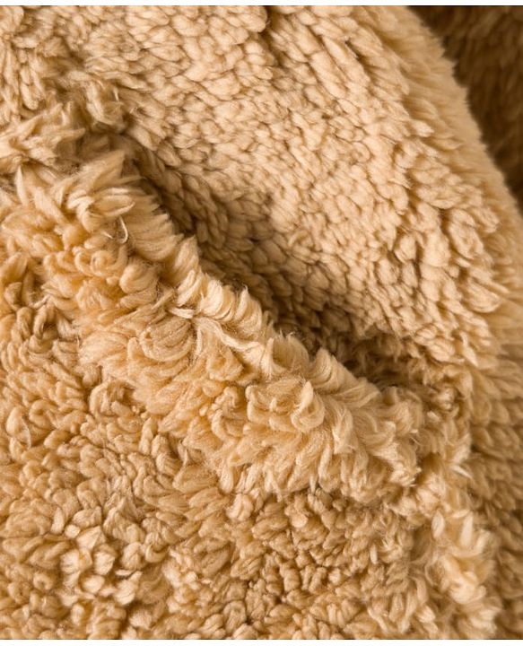 Babyhug Knit Full Sleeves Solid Color Hooded Fur Sweatshirt with Kangaroo Pocket - Beige