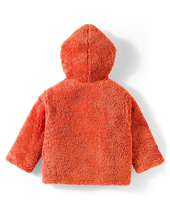 Babyhug Knit Full Sleeves Solid Color Hooded Fur Sweatshirt with Kangaroo Pocket - Beige