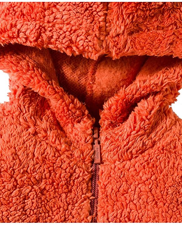 Babyhug Knit Full Sleeves Solid Color Hooded Fur Sweatshirt with Kangaroo Pocket - Beige