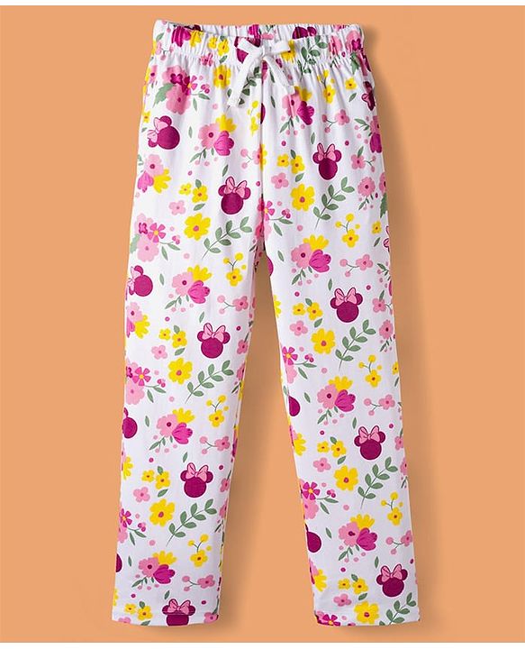 Pine Kids Disney Single Jersey Knit Full Sleeves Co-ords Night Suit With Minnie Mouse Print - White
