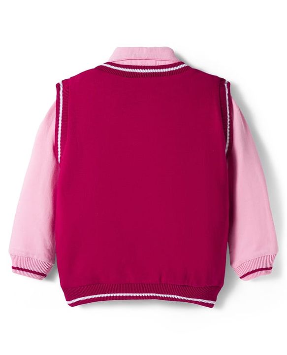 Babyhug Cotton Knit Full Sleeves Sweatshirt with Patch Detailing - Red