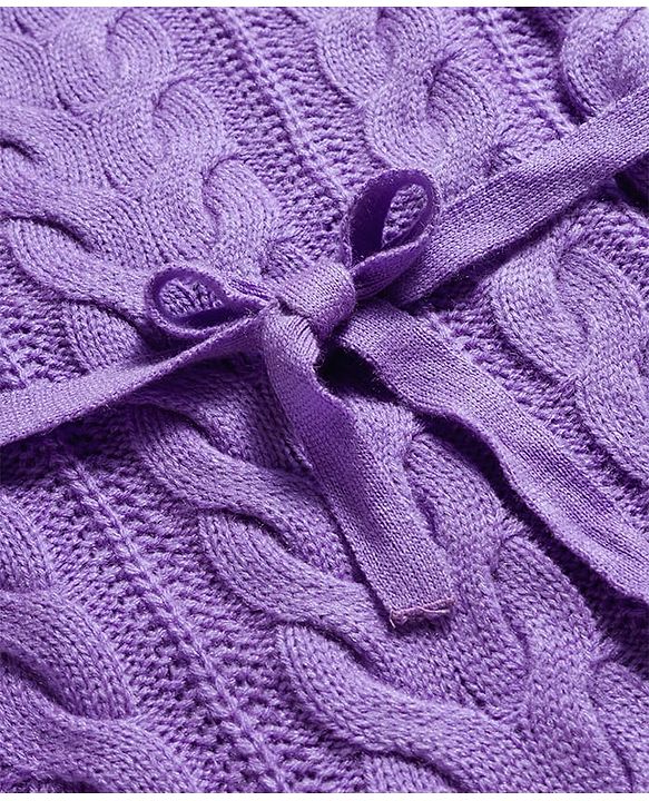 Babyhug Knit Full Sleeves Pullover Sweater with Cable Knit Design - Lavender