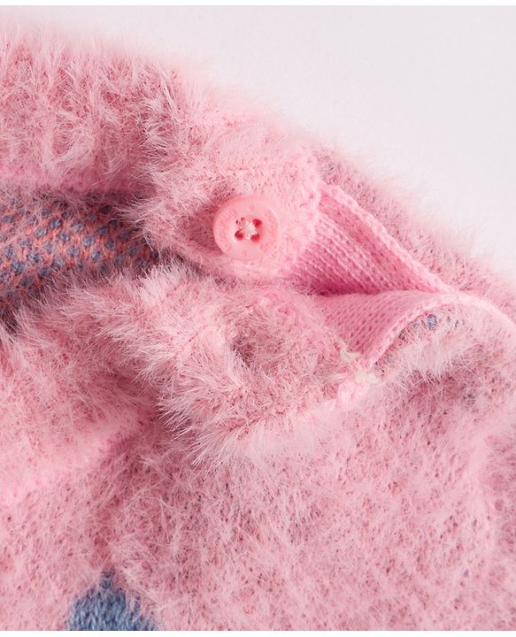 Babyhug Knit Full Sleeves Pullover Sweater with Butterfly Design - Pink