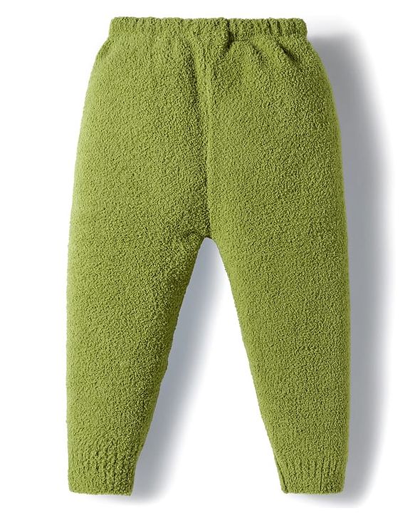 Babyhug Knit Full Sleeves Sweater Set With Floral Print - Green
