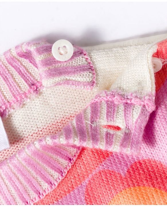 Babyhug Knitted Full Sleeves Pullover Sweater With Floral Design - Multicolor
