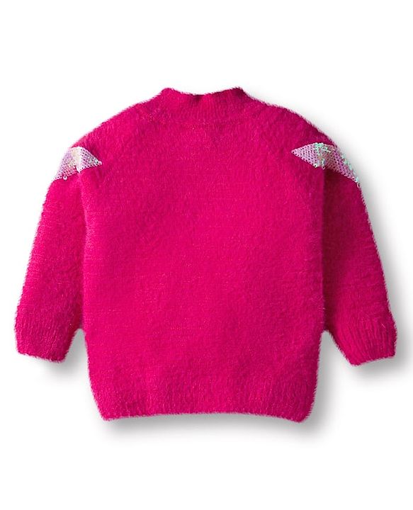 Babyhug Knit Full Sleeves Extra Soft Hairy Eyelash Yarn Pullover Sweater With Sequin Detailing - Lavender