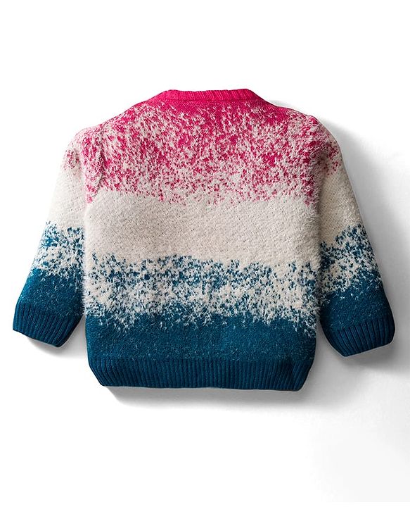 Babyhug Knit Full Sleeves Pullover Sweater with Reversible Unicorn Sequin Design - Multicolor