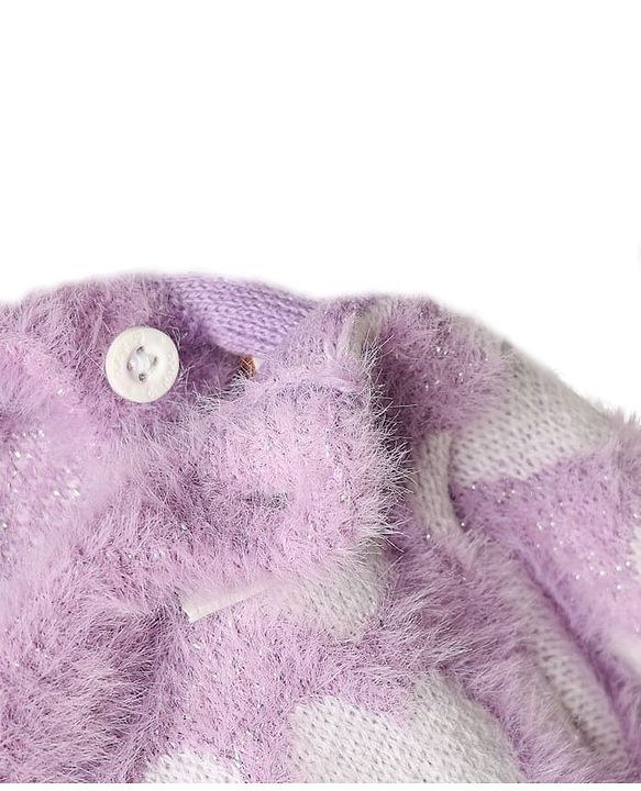 Babyhug Knit Full Sleeves Extra Soft Hairy Eyelash Yarn Pullover Sweater Set With Hearts Design - Mauve
