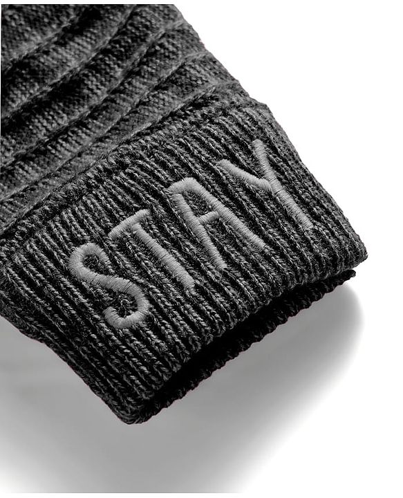 Babyhug Knit Full Length Woollen Pant With Text Embriodery - Charcoal Grey