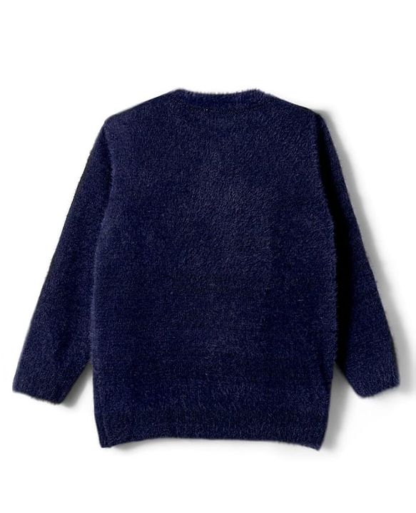 Babyhug Knit Full Sleeves Pullover Sweater with Sequin Detailing - Navy Blue