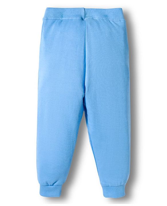 Babyhug Terry Knit Full Sleeves T-Shirt and Joggers Set with Animal Print - Tan & Light Blue