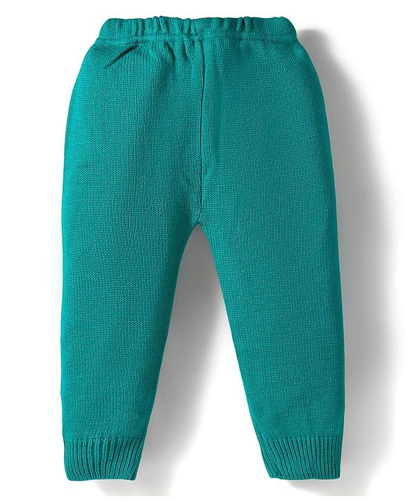 Babyhug Knitted Full Sleeves Pullover Sweater Set With Abstract Design - Turquoise Blue