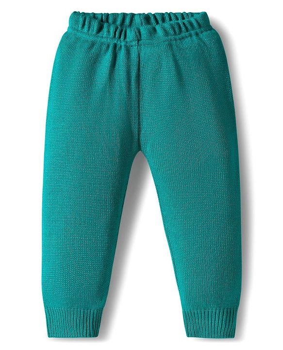 Babyhug Knitted Full Sleeves Pullover Sweater Set With Abstract Design - Turquoise Blue
