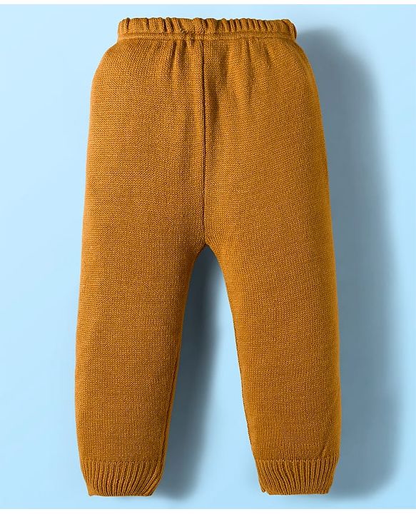 Babyhug Knit Full Sleeves Pullover Sweater Set With Stripes - Mustard