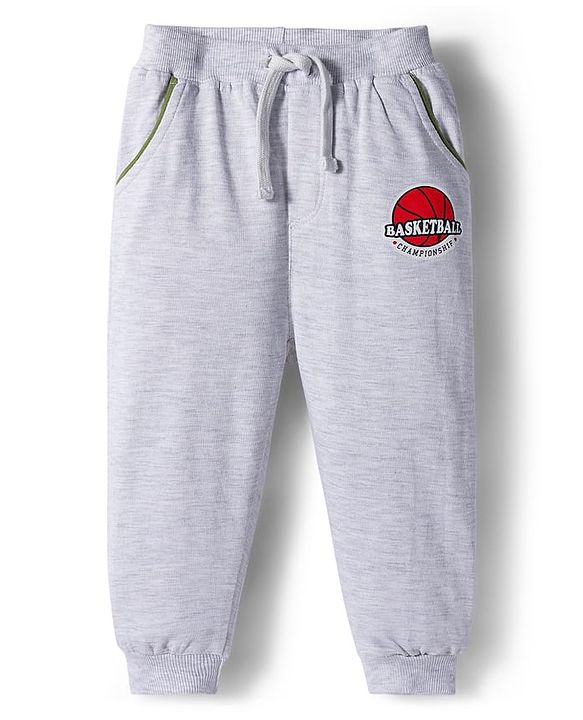 Babyhug Terry Knit Full Sleeves T-Shirt and Joggers Set with Teddy Print - Olive Green & Grey