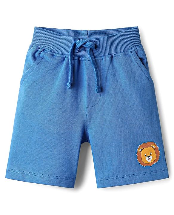 Babyhug Single Jersey Knit Half Sleeves T-Shirt & Shorts Set with Animal Safari Print - Red & Blue