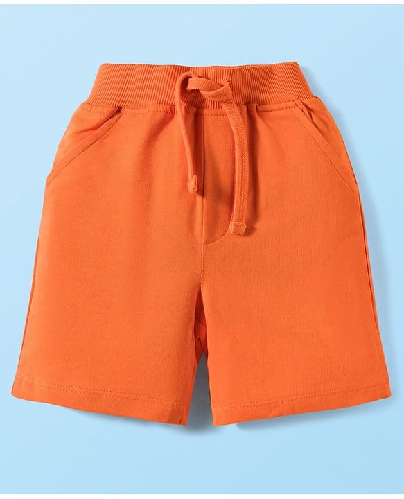 Babyhug Single Jersey Knit Half Sleeves T-Shirt & Shorts Set With Animal Print - White & Orange