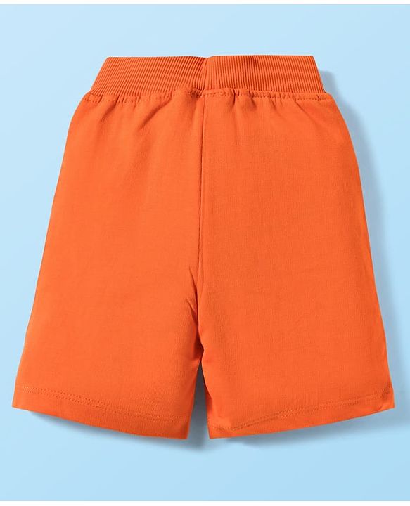 Babyhug Single Jersey Knit Half Sleeves T-Shirt & Shorts Set With Animal Print - White & Orange