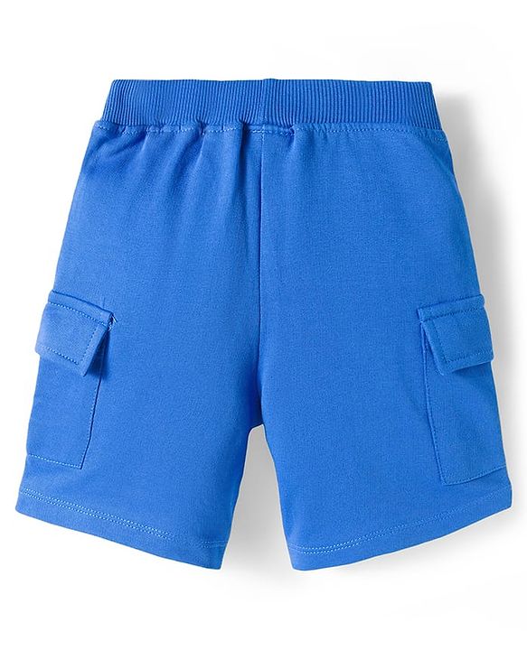 Babyhug Single Jersey Knit Half Sleeves T-Shirt & Shorts Set With Animal Print - Blue
