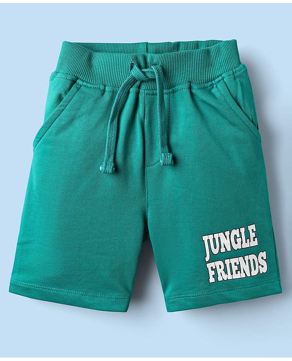 Babyhug 100% Cotton Single Jersey Knit Half Sleeves T-Shirt & Shorts Set with Jungle Theme Print - Mint