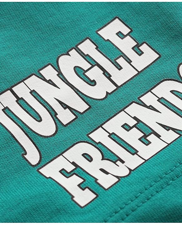 Babyhug 100% Cotton Single Jersey Knit Half Sleeves T-Shirt & Shorts Set with Jungle Theme Print - Mint