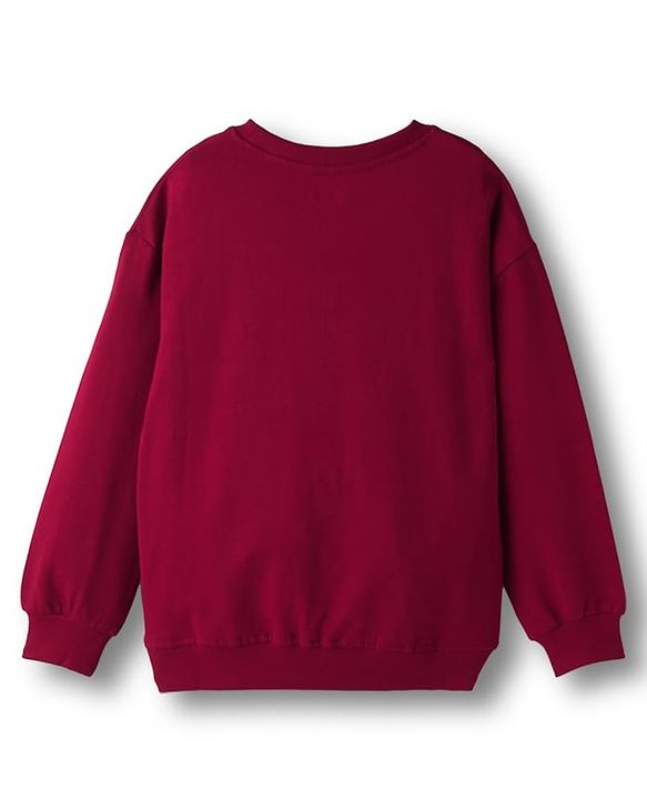 Pine Kids Looper Knit Full Sleeves Winter Wear Suit Set with California University League Print - Scarlet Smile Maroon