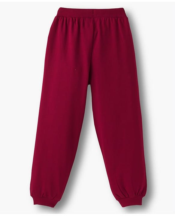 Pine Kids Looper Knit Full Sleeves Winter Wear Suit Set with California University League Print - Scarlet Smile Maroon