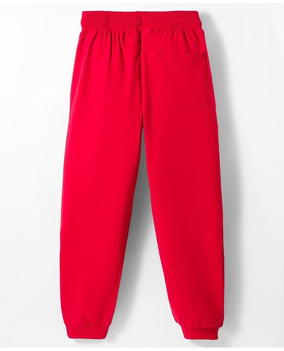 Pine Kids Looper Knit Full Sleeves Winter Wear Sweatshirt & Joggers Set with Brooklyn Text Print - Red