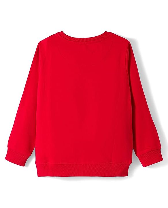 Pine Kids Looper Knit Full Sleeves Winter Wear Sweatshirt & Joggers Set with Brooklyn Text Print - Red
