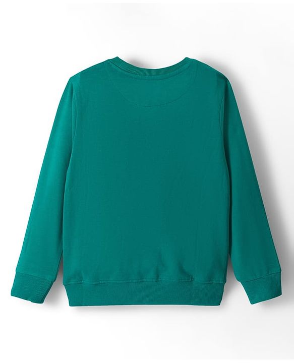 Pine Kids Looper Knit Full Sleeves Winter Wear T-Shirt & Lounge Pant Set With Text Print - Dark Green