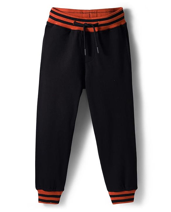 Pine Kids Looper Knit Full Sleeves Winter Wear T-Shirt & Lounge Pant Set With Text Print - Dark Orange