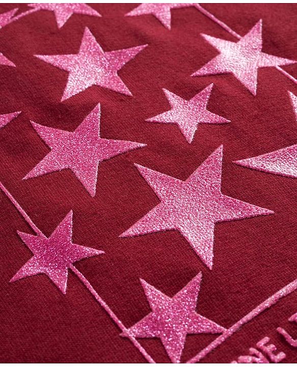 Babyhug Cotton Knit Full Sleeves Sweatshirt With Star Print - Maroon