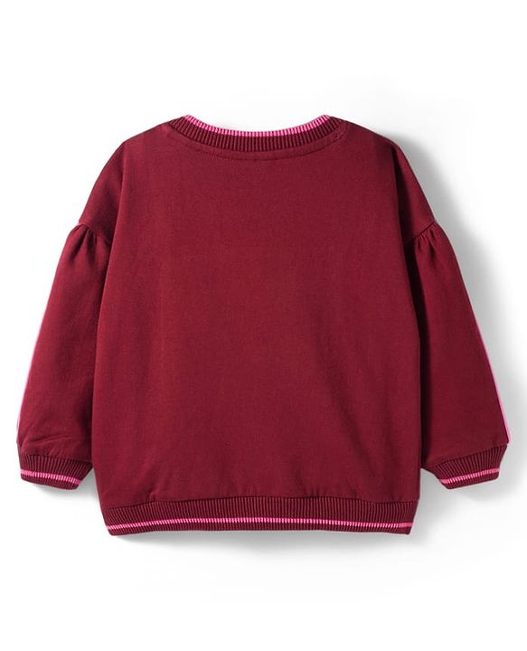 Babyhug Cotton Knit Full Sleeves Sweatshirt With Star Print - Maroon