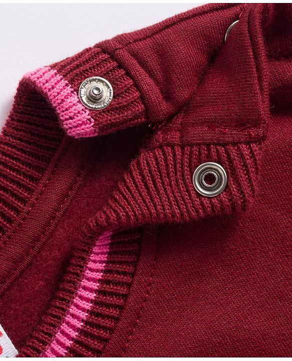 Babyhug Cotton Knit Full Sleeves Sweatshirt With Star Print - Maroon