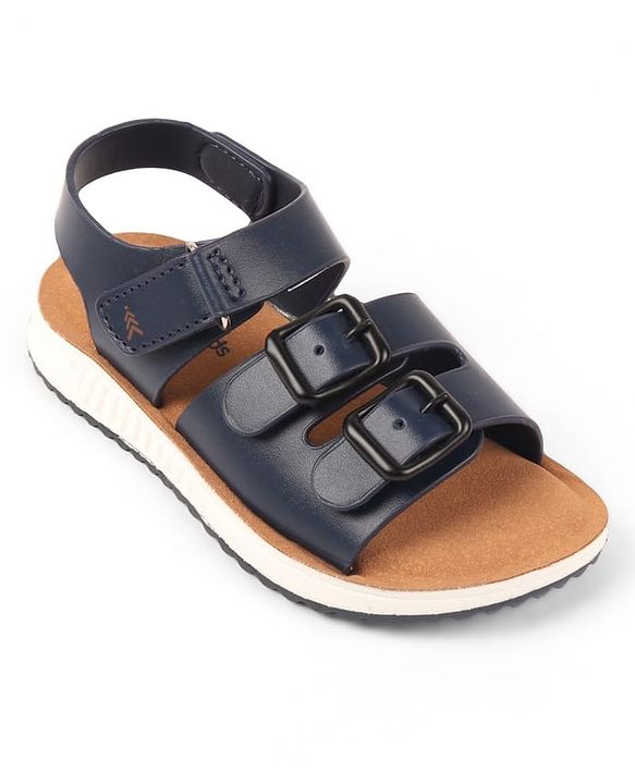 Pine Kids Velcro Closure Solid Colour Sandals -Navy Blue