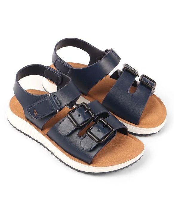 Pine Kids Velcro Closure Solid Colour Sandals -Navy Blue
